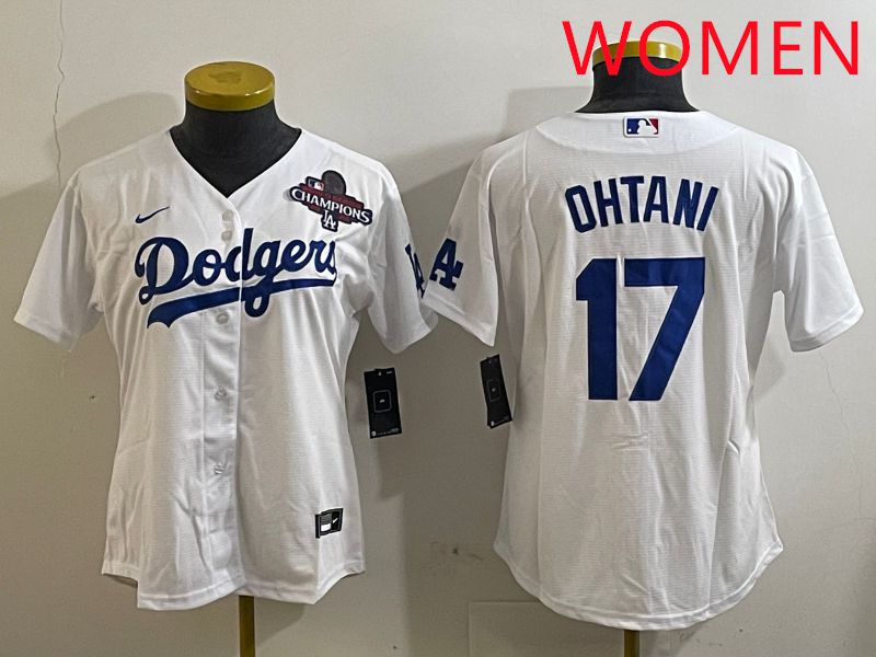 Women Los Angeles Dodgers #17 Ohtani White Game 2025 Nike MLB Jersey style 3184->women mlb jersey->Women Jersey